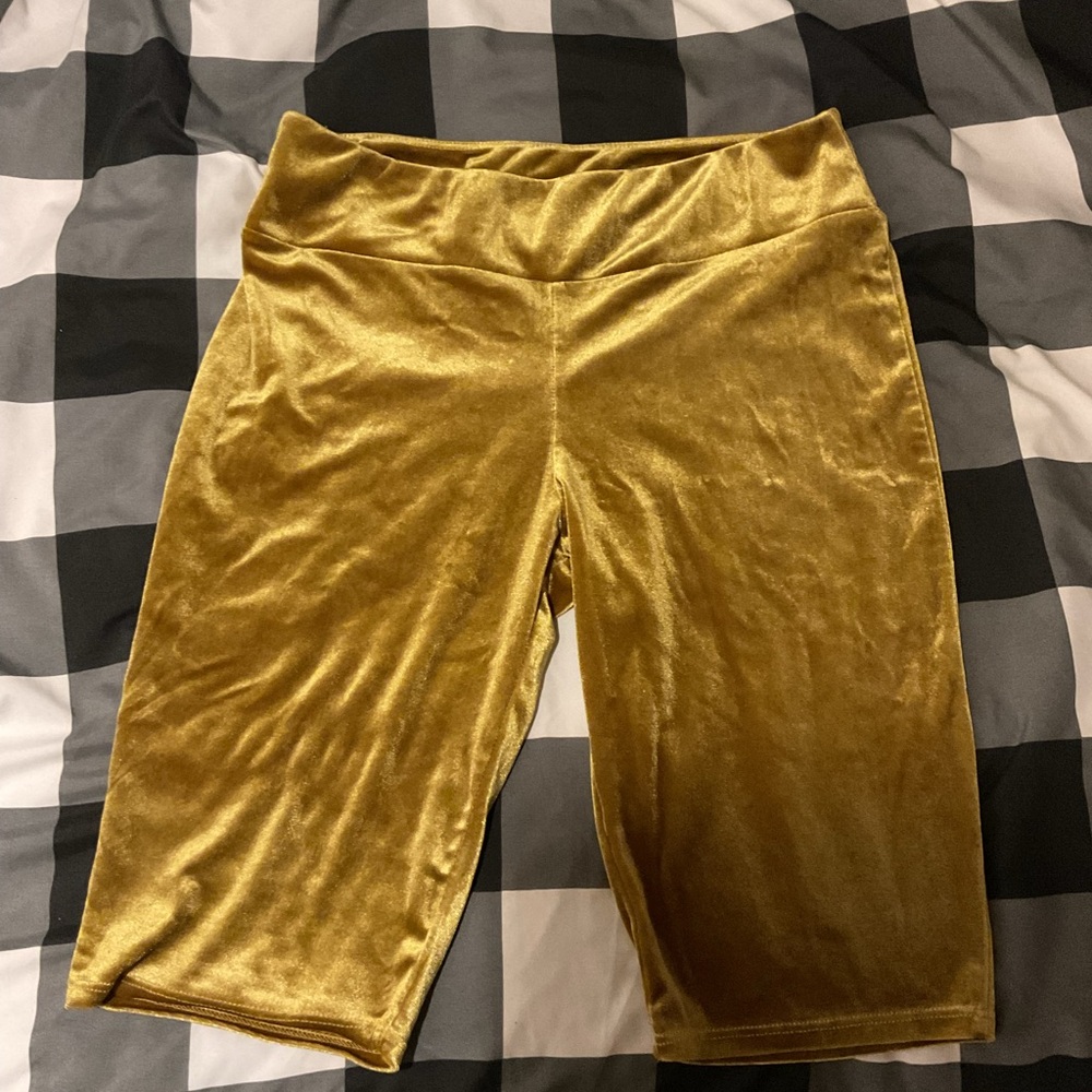 Gold Velvet Bike Shorts